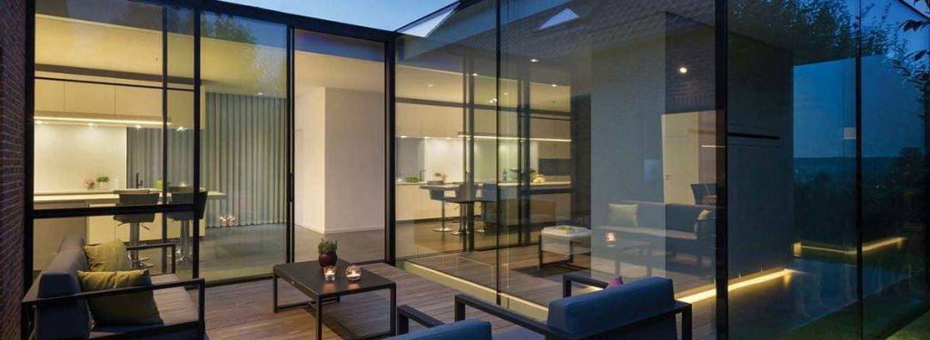 panoramic views with aluminium slimline sliding patio glass doors